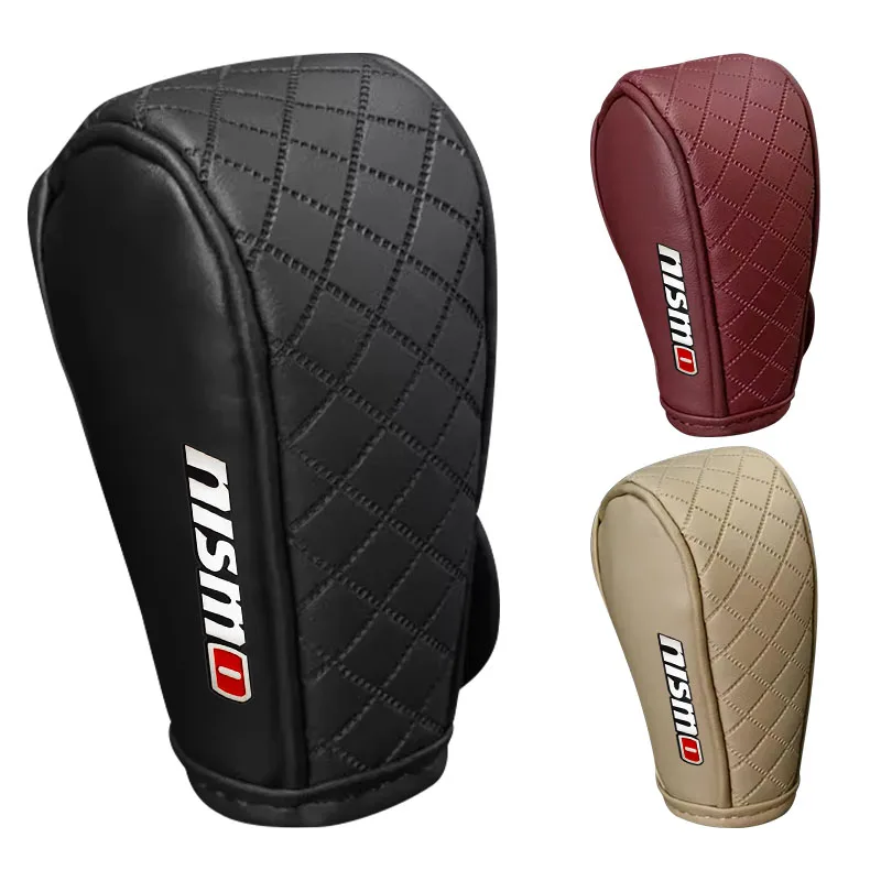 1PCS Car Gear Shift Handle Cover Shifter Protect Case For Nissan Nismo Emblem R34 GTR Tiida Sylphy Teana X-trail 1 2 Qashqa
