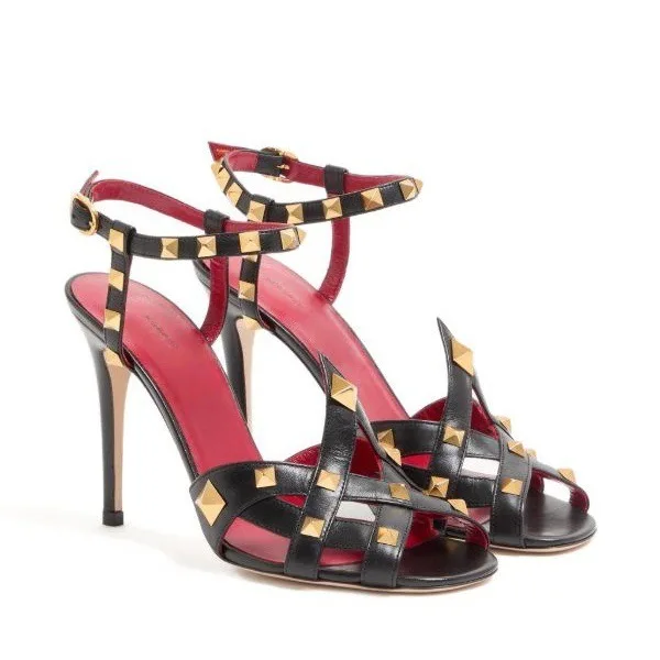 2026Summer Round Headed Rivet Fish Mouth Slim High-heeled Women's Sandals, Fashionable Women's Party Women's Plus Size Sandals