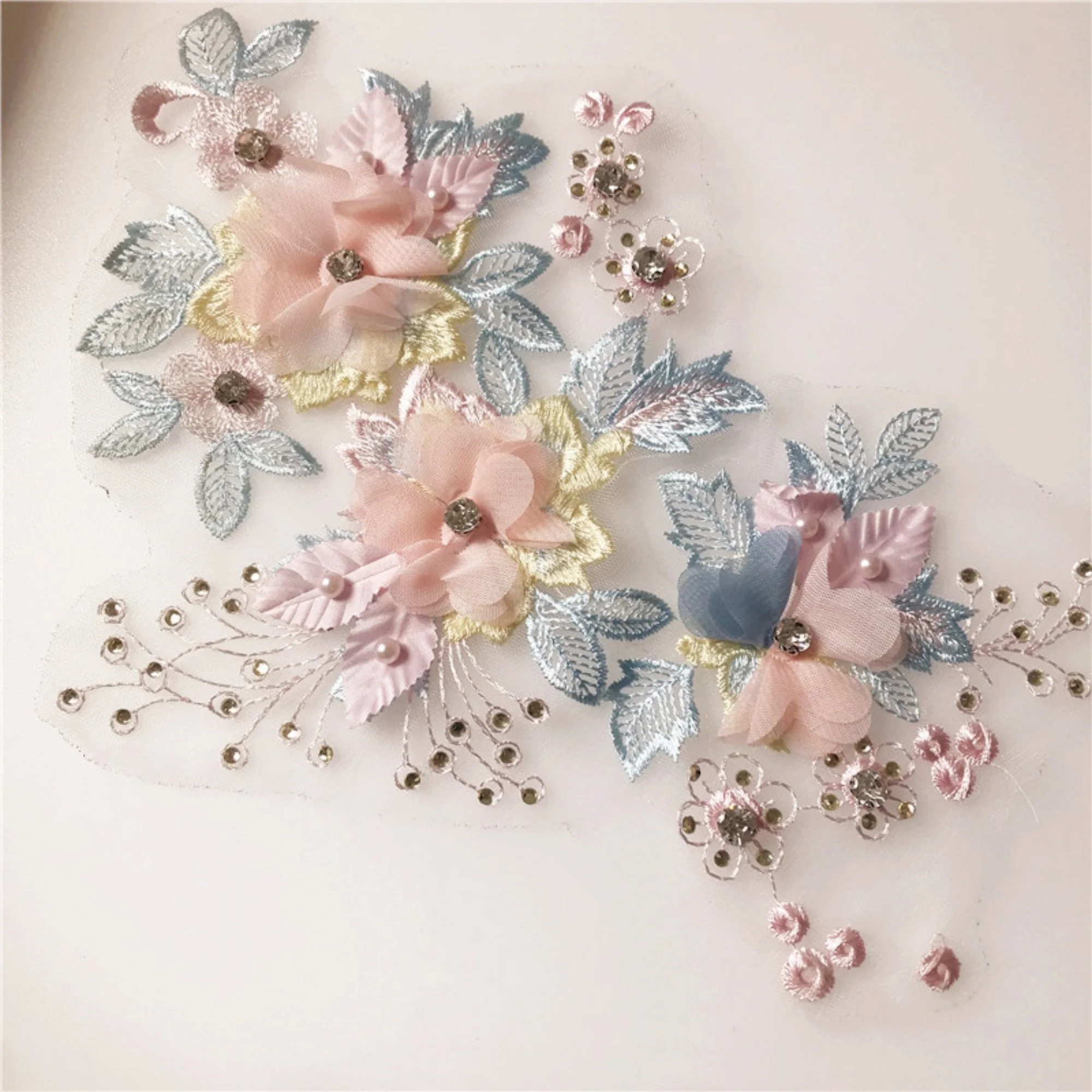 

1 piece Flower Lace Appliques,Embroidered Flowers,Patches For Wedding Supplies,Bridal Hair Flower,Headpiece