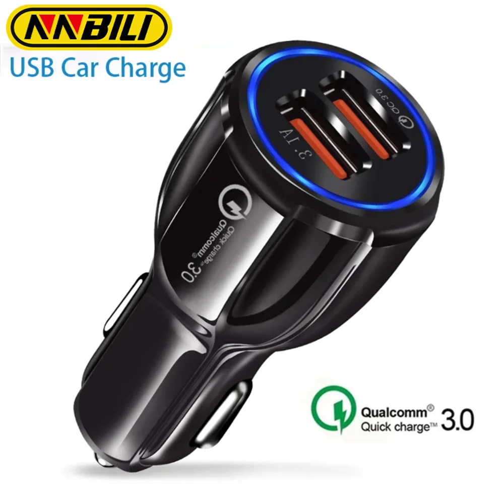 NNBILI 30W Quick Charge 3.0 Dual USB Car Charger 5V6A Fast Car Charging Mobile Phone Charger For iPhone Xiaomi Sumsang Adapter