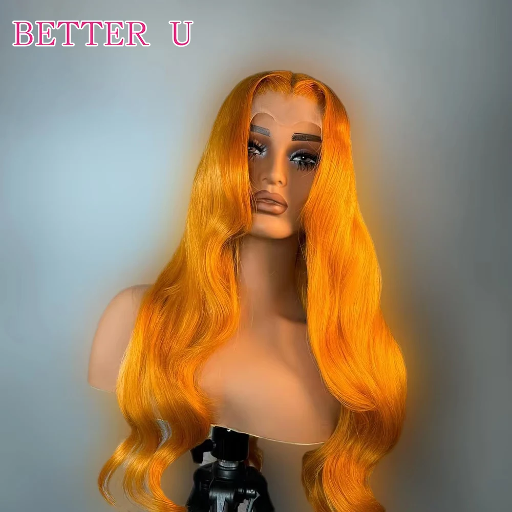 Ginger 13x6 Transparent Lace Front Wigs 13x4 Body Wave Human Hair Wigs For Women Pre Plucked Colored Orange Brazilian Remy Hair