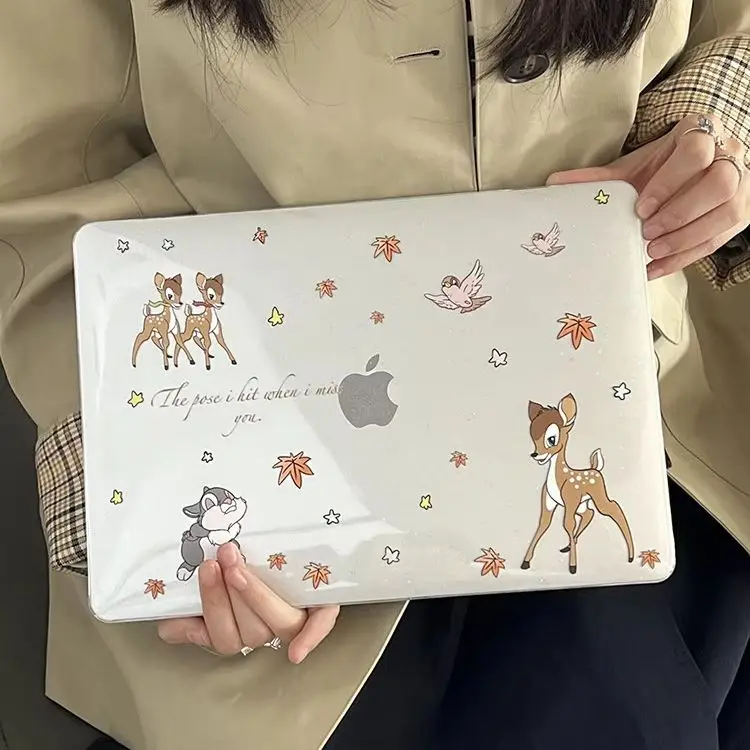 Cute Animals Deer Rabbit Shining Laptop Case For Macbook Air 13.6 M4 NEO 15 M3 Hard Cover For Mac Book Pro 13 M1 M2 14 M4 M5 16