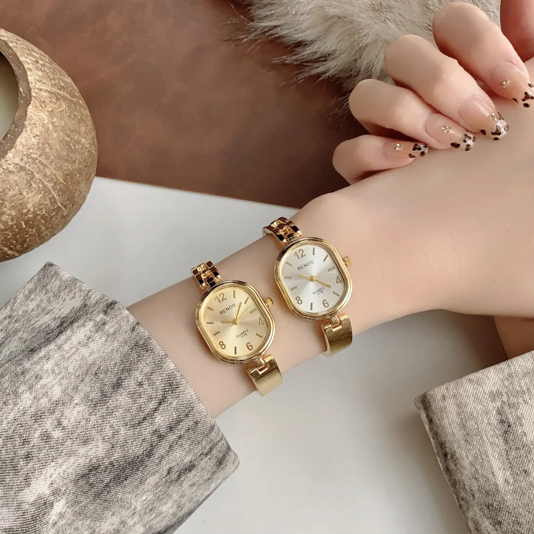 ساعات نسائية البيضاوي السيدات سوار فولاذي ساعة كوارتز ساعات المعصم الذهبية للنساء Reloj Mujer Relogio Feminino الفتيات ساعة هدية