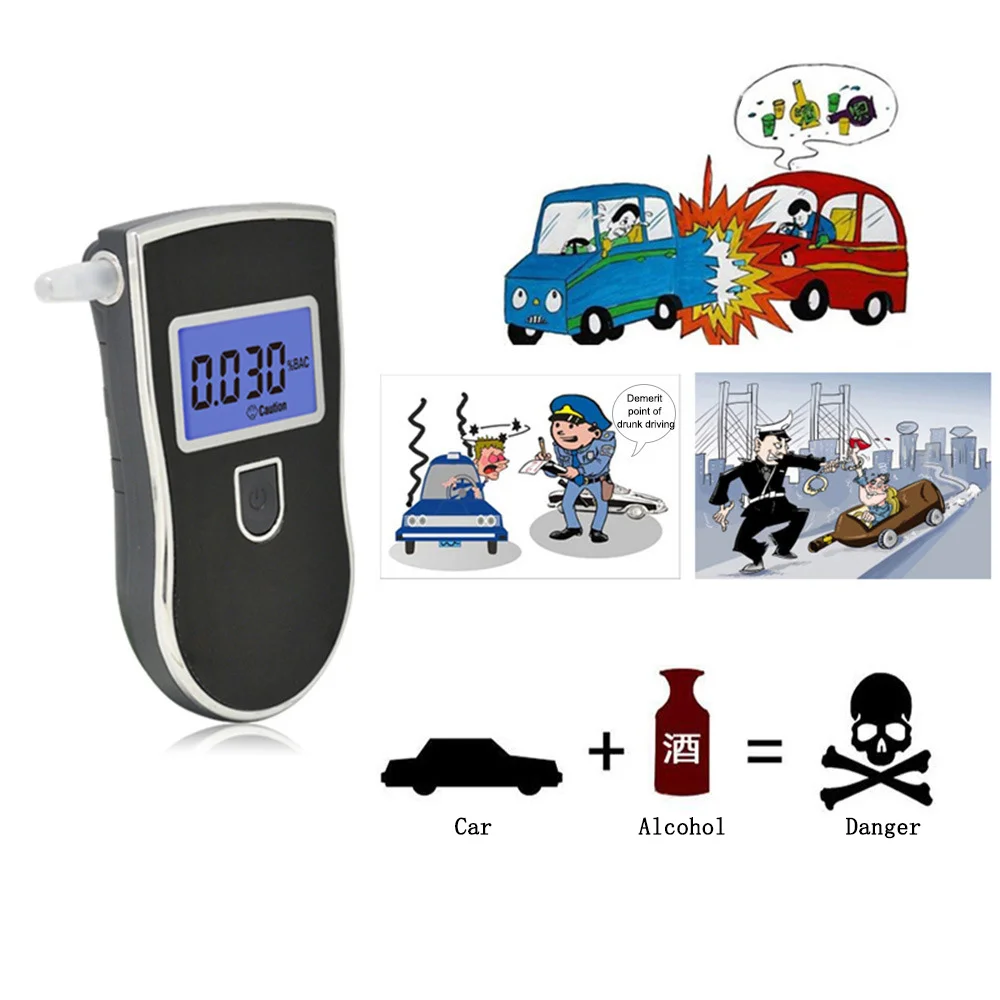 Test Rijden Plat Oppervlakte Precisie Sensor Digitale Adem Alcohol Tester Auto Levert AT-818 Draagbare Ademhaling Alcohol Tester