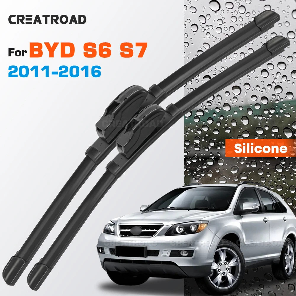 

Silicone Wiper Blades Fit For BYD S6 S7 2011-2016 Coated Silent HD Wear-Resistant Car Windshield Wipers 26"+22"