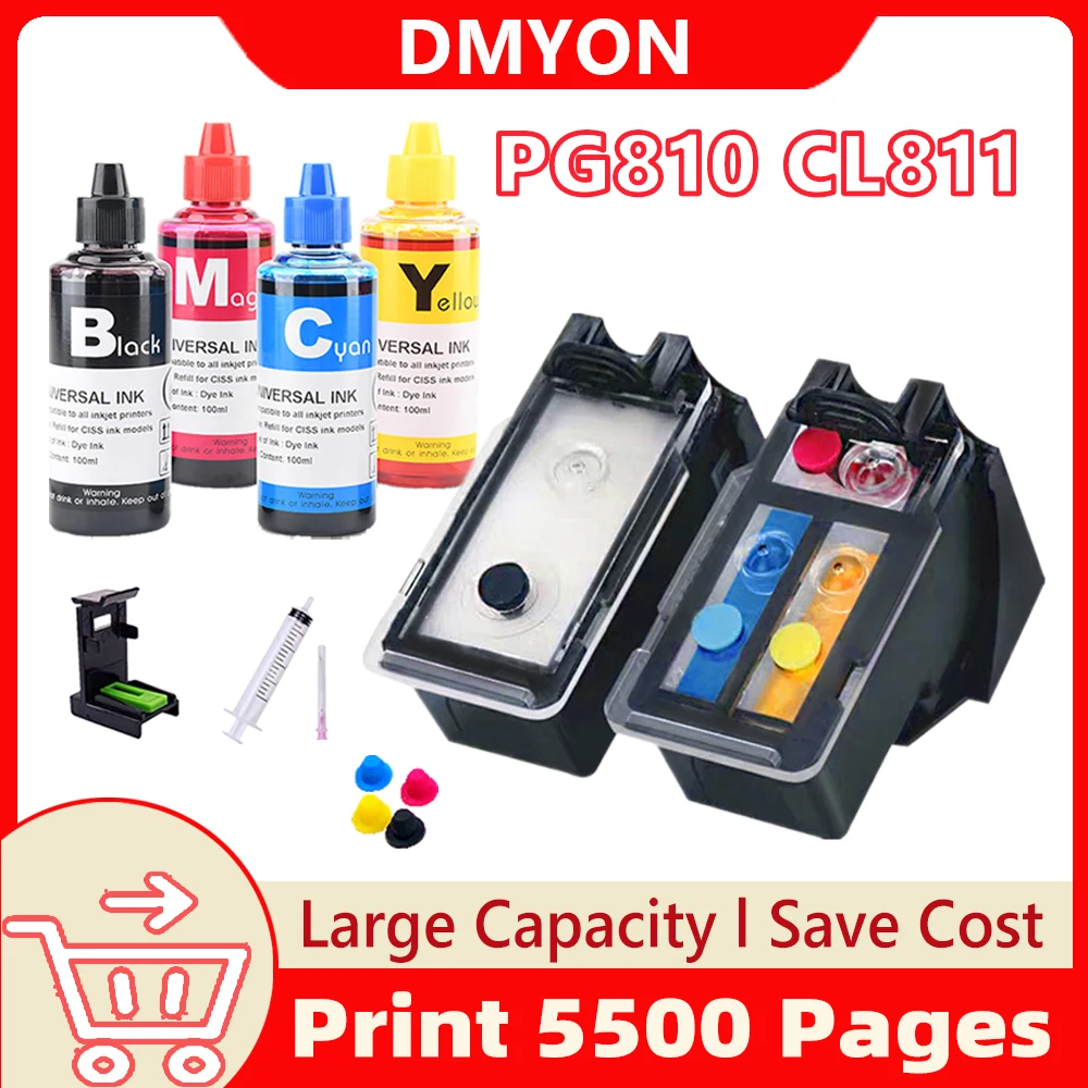 

DMYON PG810 CL811 pg810 Cartridge for Printer Ink Compatible for Canon Pixma iP2770 iP2772 MP245 258 268 276 486 496 328 338 245