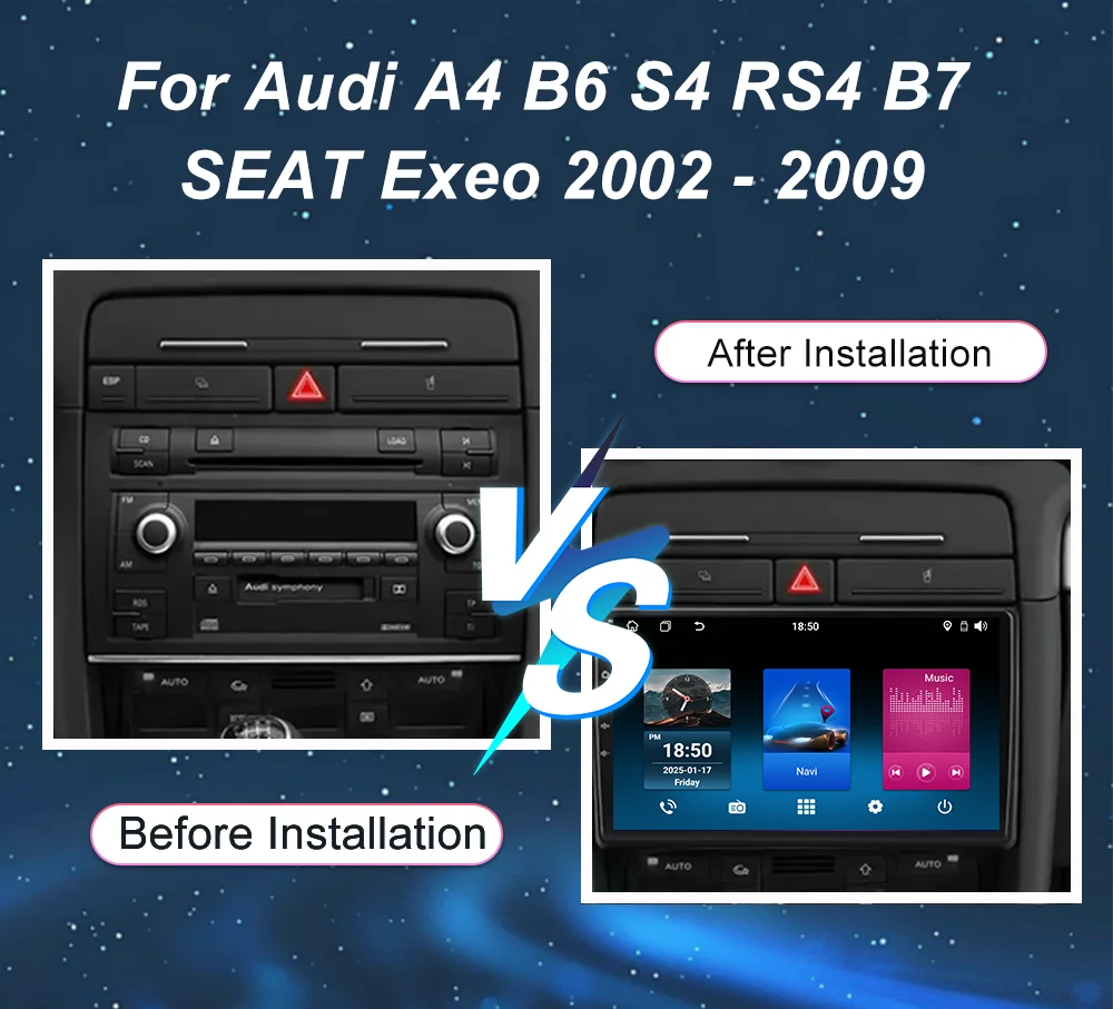 Android Auto DVD Per Audi A4 B6 S4 RS4 B7 SEAT Exeo 2002 - 2009 Auto Radio Multimidia Lettore DSP Navigazione GPS Carplay 2din QLED