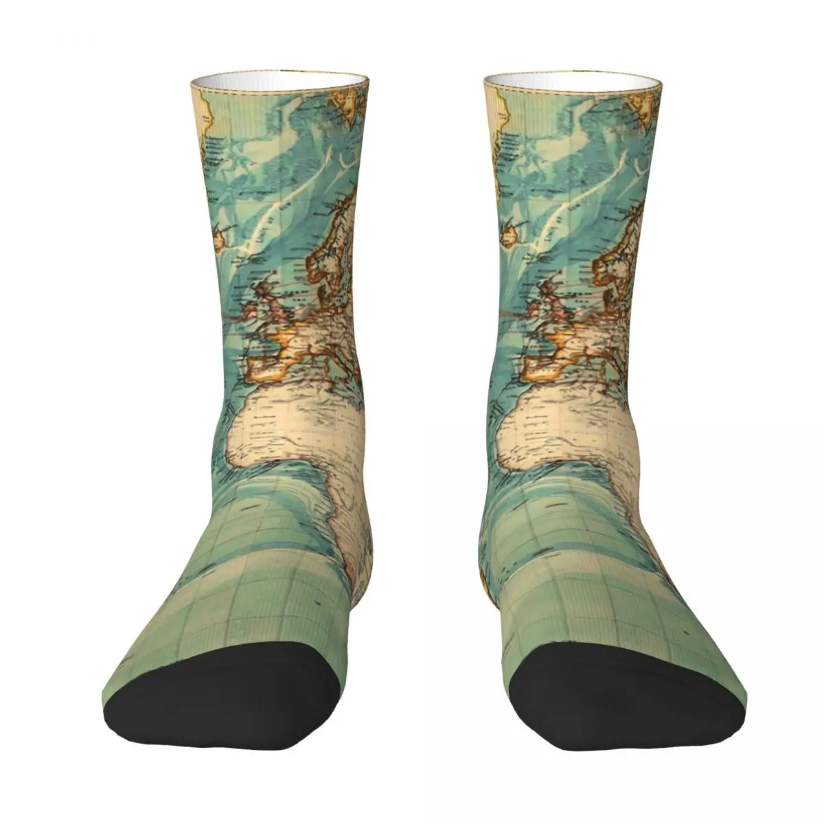 خريطة العالم الجوارب خمر خريطة العالم 1883 جوارب الموضة الربيع مكافحة الرجال الجوارب الدافئة لينة الرسم الجري جوارب رياضية