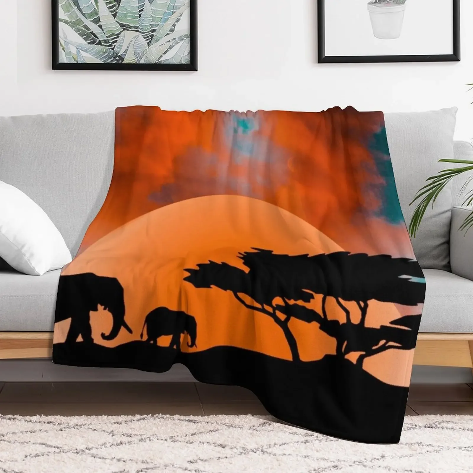 Elephants in the savannah Throw Blanket Sofa For Decorative Sofa For Baby Blankets