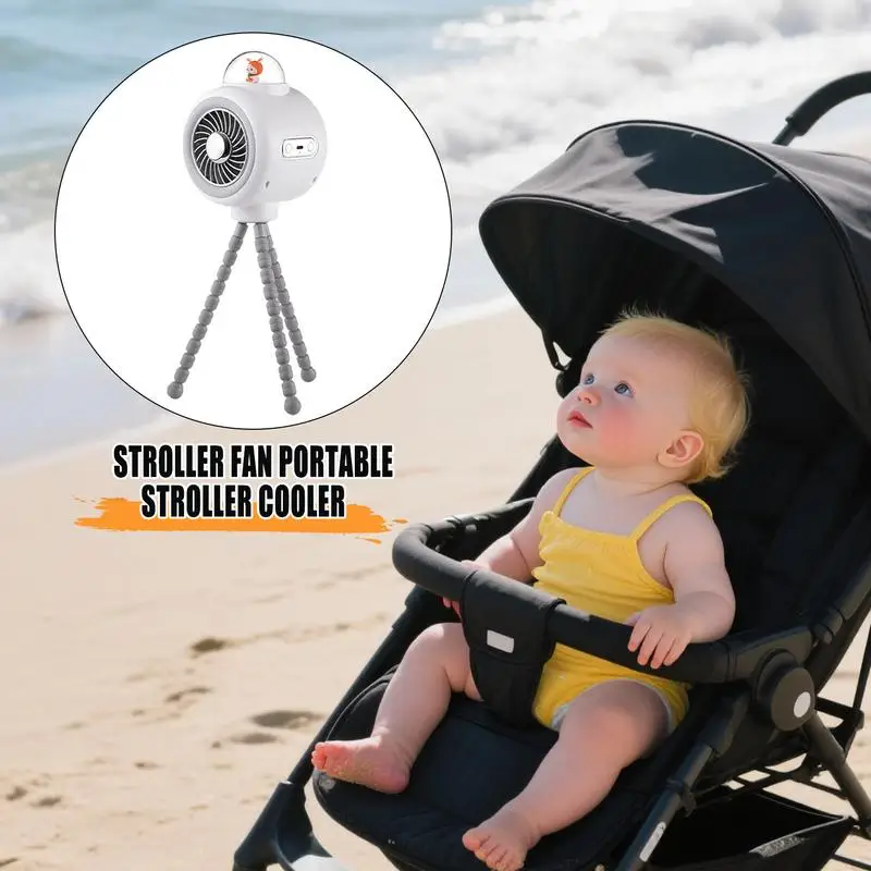 

Baby Stroller Fan USB Rechargeable Cooling Clip Power Bank 3 Speed Cooling Device Adjustable Stand For Seat Baby Desk Crib Car