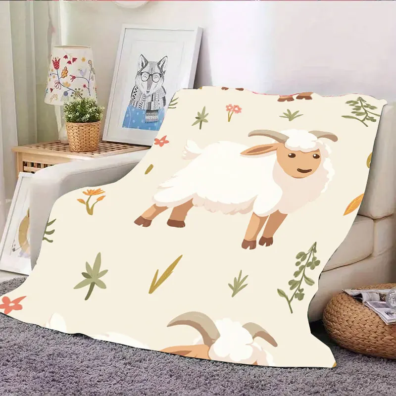 1 coperta in flanella con pecora carina e stampa floreale, morbida e accogliente coperta per la decorazione domestica