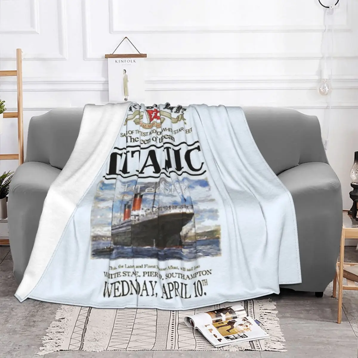 Titanic Sinking Vintage Poster Four Seasons Universal Blanket Office Can Be LaidChristmas Present