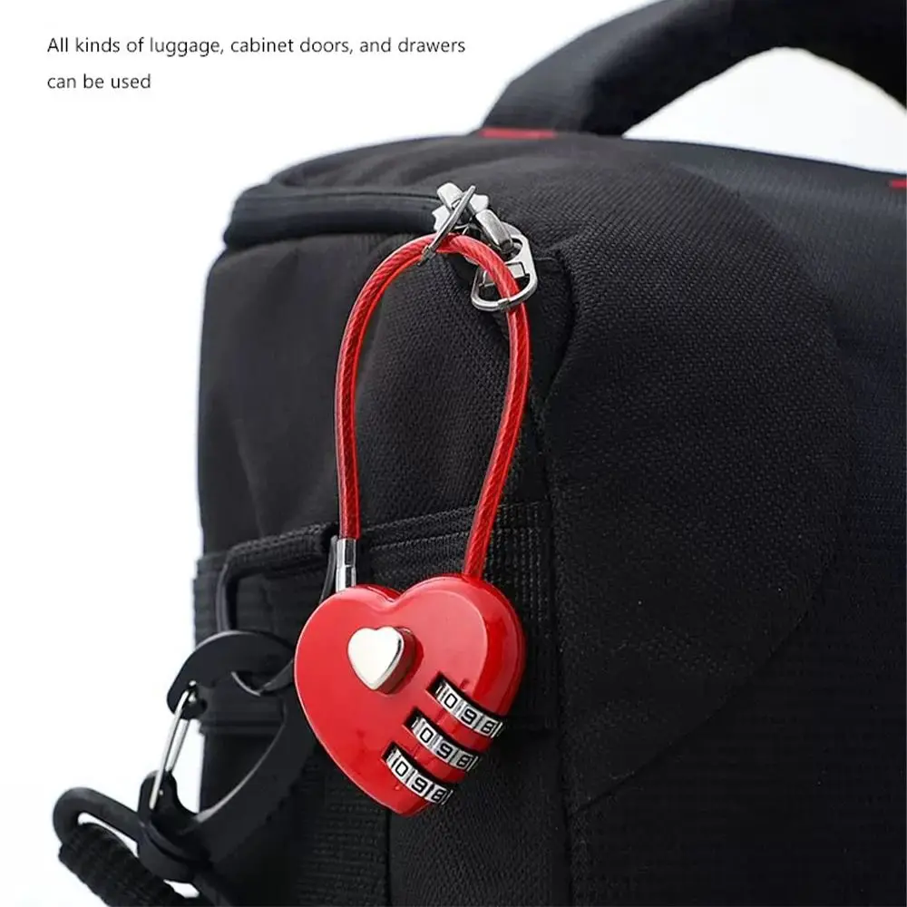 Valentine's Day Heart Style Love Password Lock 3 Digit Password Password Code Padlock Combination Lock Backpack