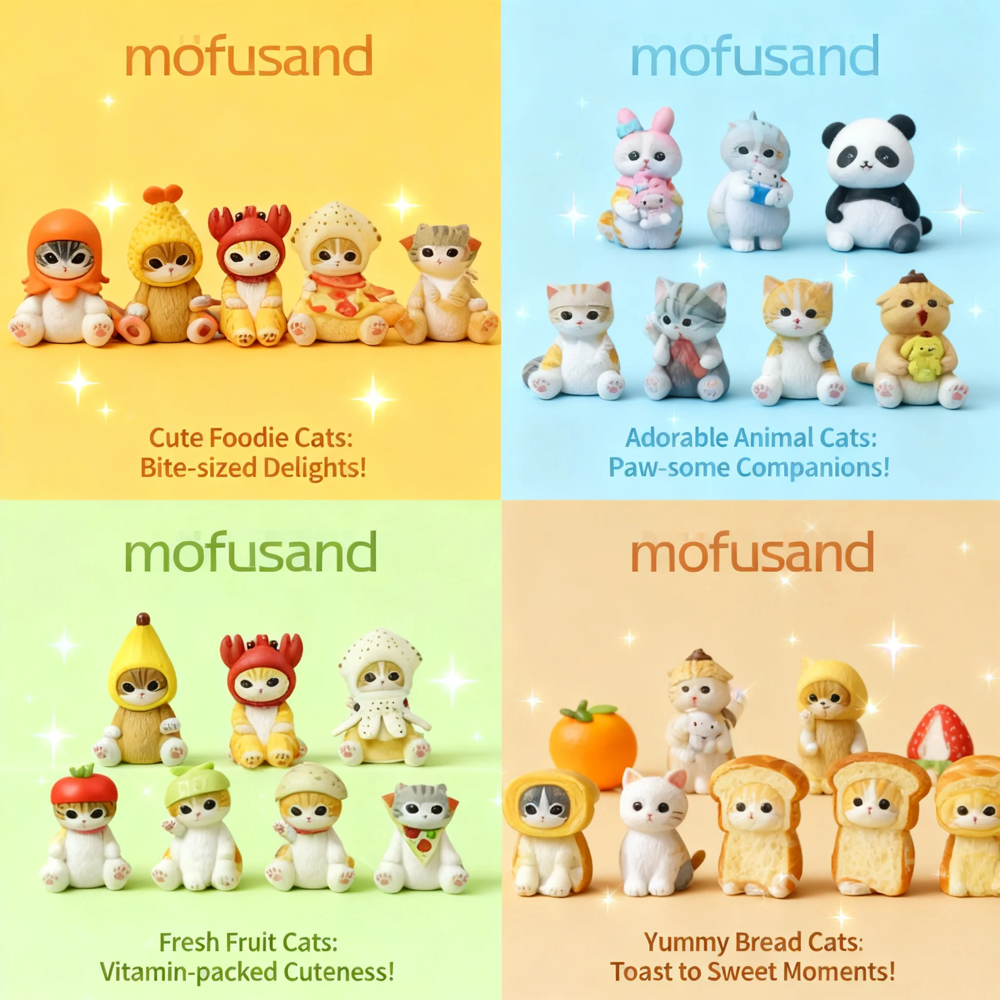 Mofusand Shark Cat Mini Figures Fruit Animal Cute Blind Box Anime Ornaments Dolls Toy Model Birthday Christmas Gift For Kid Fans