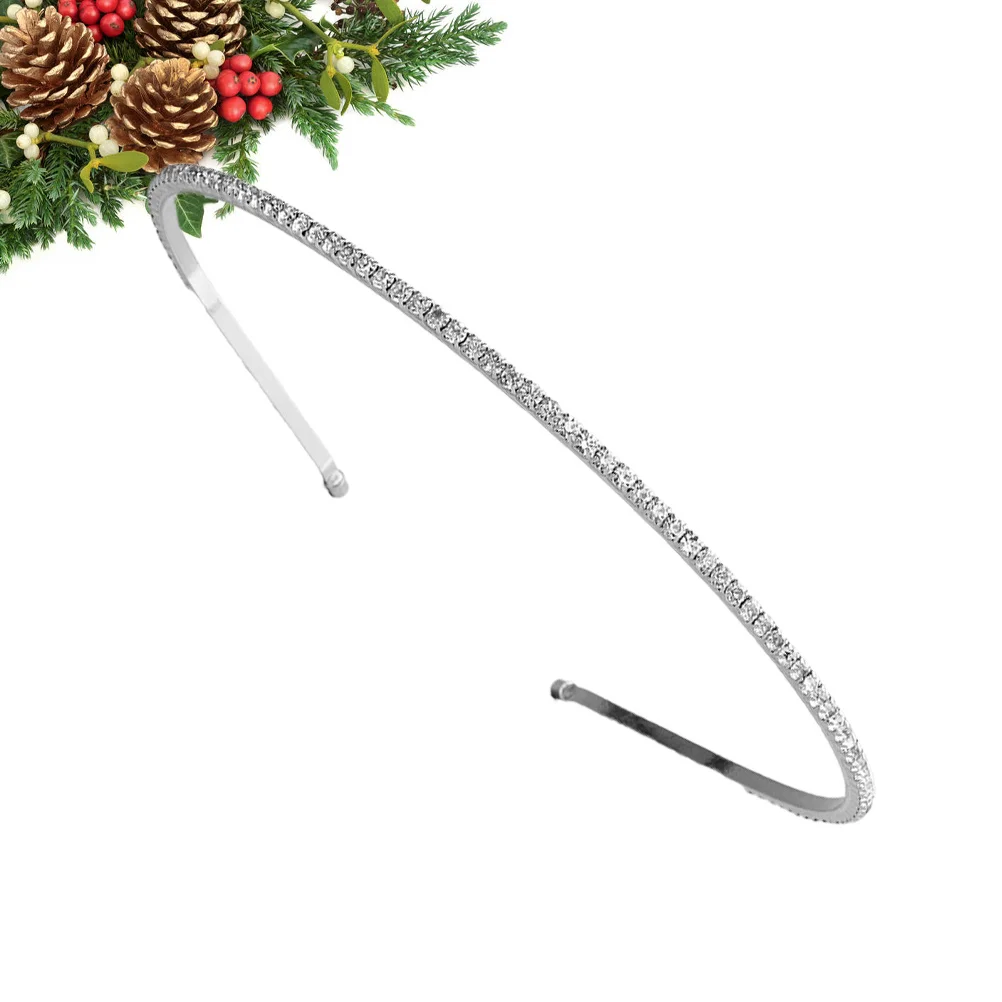 

Silver Pearl Rhinestone Hair Band Inlaid Women Headband Elegant for Wedding Prom Evening Party Hair Band for Women