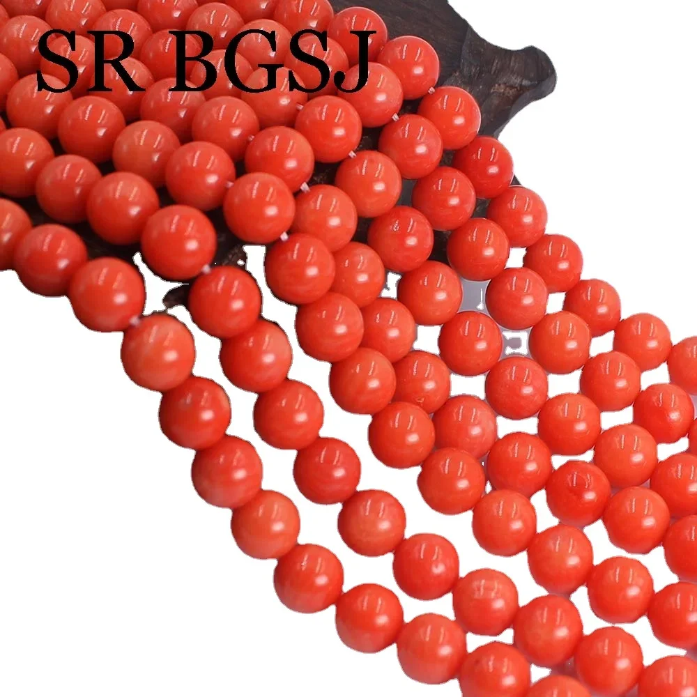 Natural 7mm Orange Coral Round Loose Spacer Beads Jewelry Handmade Necklace Bracelets DIY Making 15\