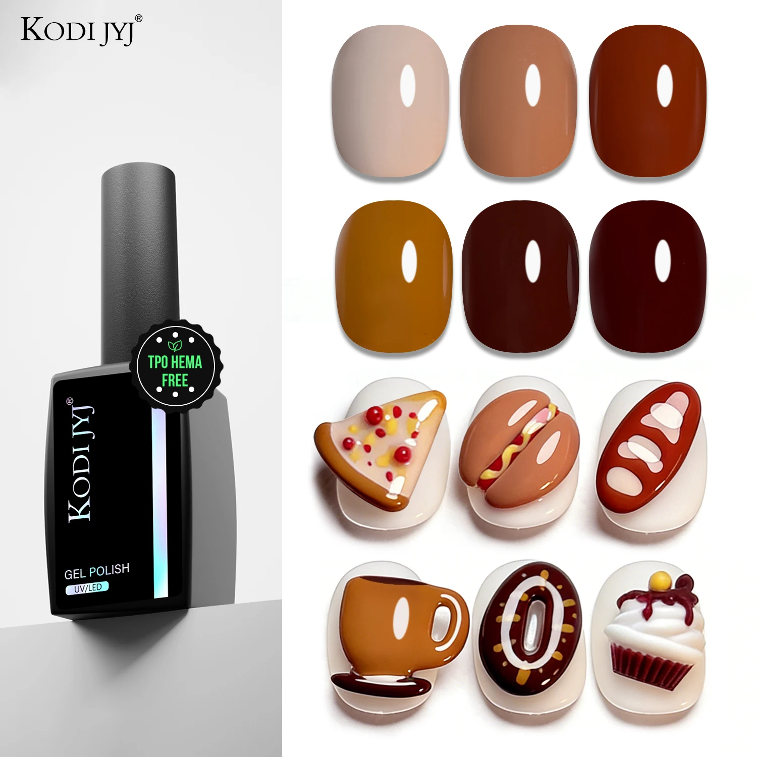 

KODI JYJ Tpo Hema Free Brown Series Gel Polish Set 12ml Chocolate Coffee 6Colors Semipermanent Nail Polish Varnishes Gellac Kits