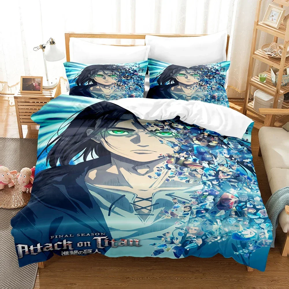 3D Printed Attack on Titan Final Season Bedding Set Eren Duvet Cover Double Twin Full Queen King Adult Kids Bedclothes Quilt Cov