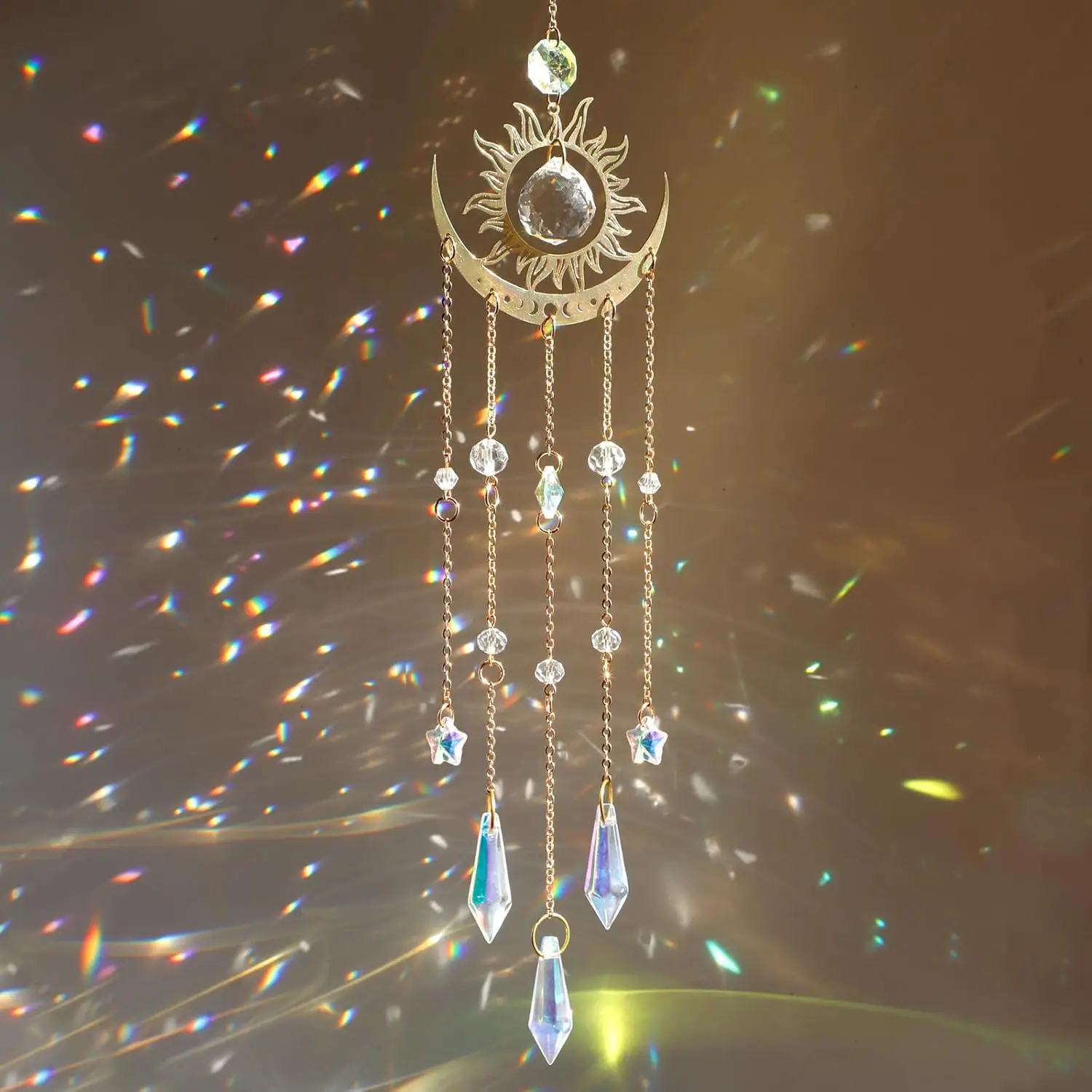 

Радужный хрустальный солнечный световик для окон, декор для дома и сада (внутри и снаружи) с подарочной коробкой - Подвесная призма