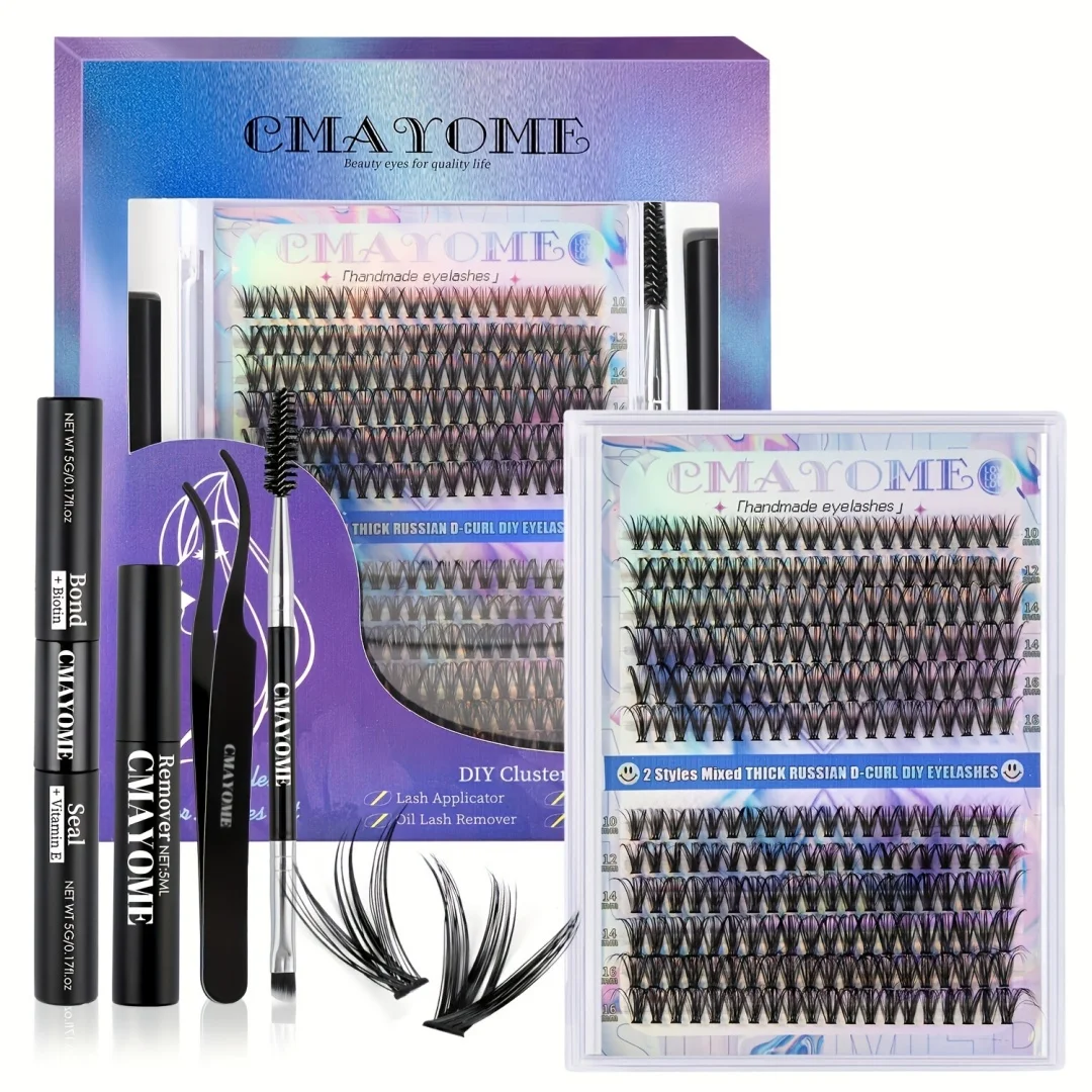 

228pcs DIY Lash Clusters Eyelash Extension Kit - Extra Thick, D Curl, 9-16Mm Mixed Length, Wispy Manga Lashes, Individual Lashes