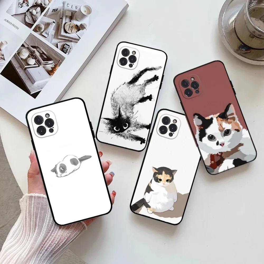 

Various Style Cat Phone Case for IPhone 15,14,13,12,11 Pro Max Mini 8,7 Plus SE2 X XR XS MAX Silcone Soft Covers