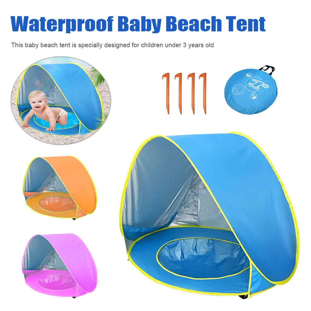 Baby Beach Tent Detachable Pool Sun Awning Tent with Storage Bag Ground Nail Portable Shade UV Protection Sun Shelter for Infant