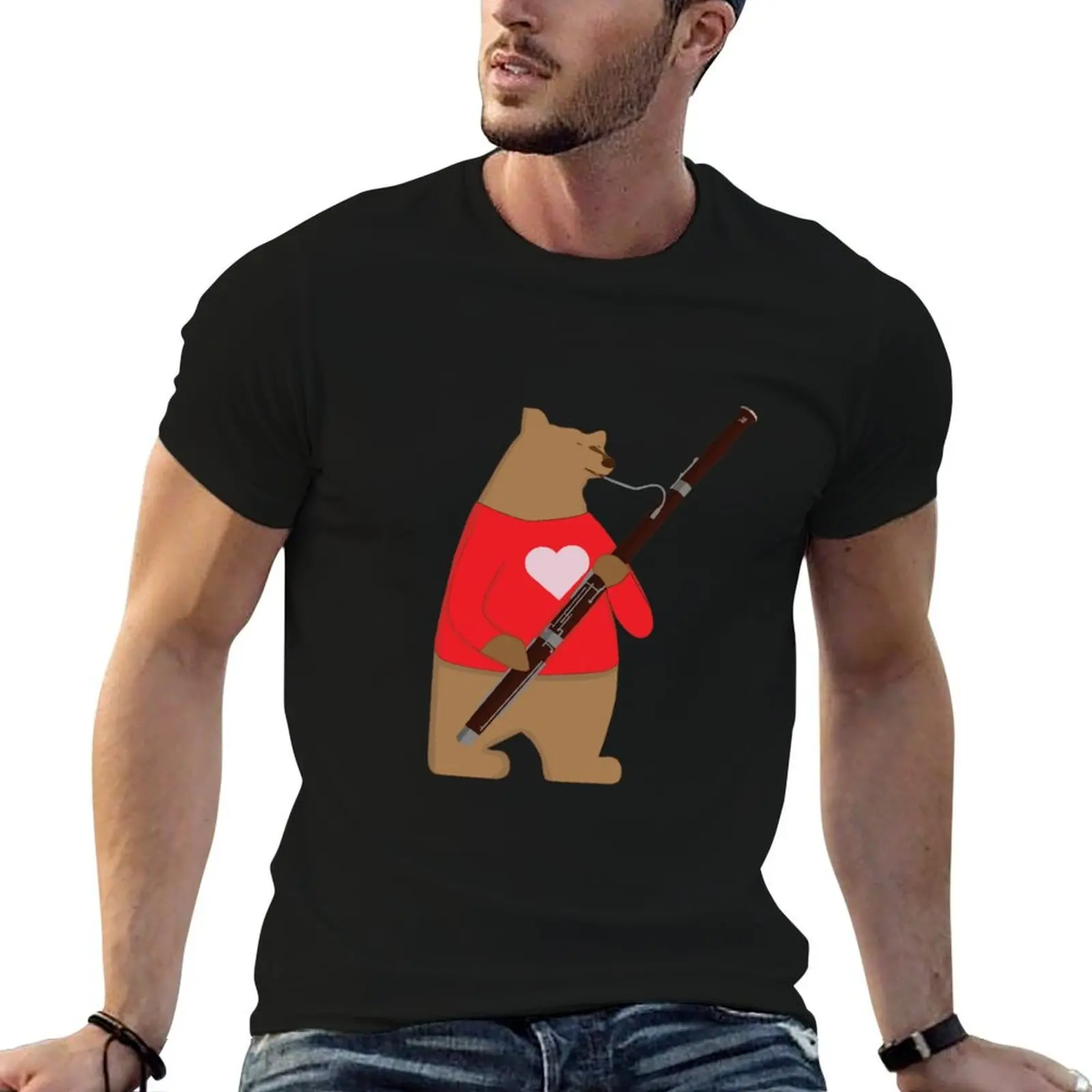 

Bear playing bassoon T-Shirt t shirts cotton 100% t shirt custom print T-Shirt