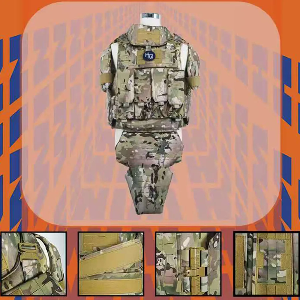 KIANG CP Tactical Armor Vest Molle Camo Plate Carrier Combat Chalecos Protective Full Body Coverage Vest