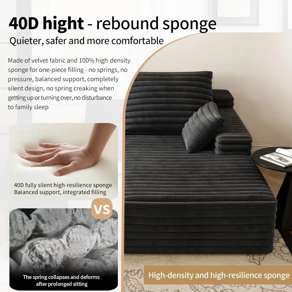 كرسي صالة، أريكة سحابة قطيفة، أريكة سحابة منجدة بدون عظم، مقعد عميق، لا يتطلب تجميع، نائم سروال قصير حديث #6