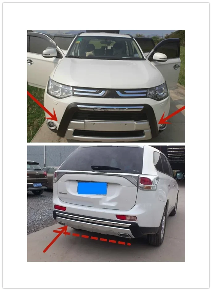 For Mitsubishi Outlander 2013-2015 ABS Engineering Plastics Front and rear bumpers anti-scratch protection car accessories