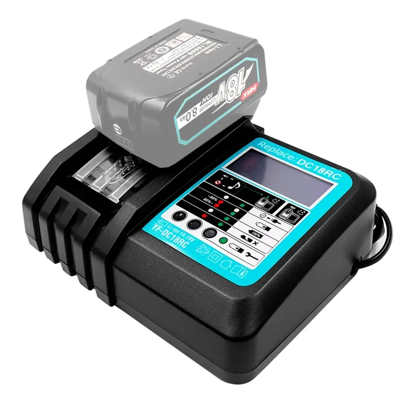 DC18RC Li-ion Battery Charger For Makita 14.4V 18V BL1830 Bl1430 DC18RF BL1815 BL1415 LXT400 BCl180W DC18RD DC18RE DC18SF BL1860