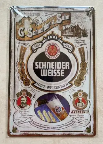 SCHNEIDER WEISSE GERMAN BEER METAL PLAQUE SIGN MAN CAVE PUB BAR GARDEN 20x30cm