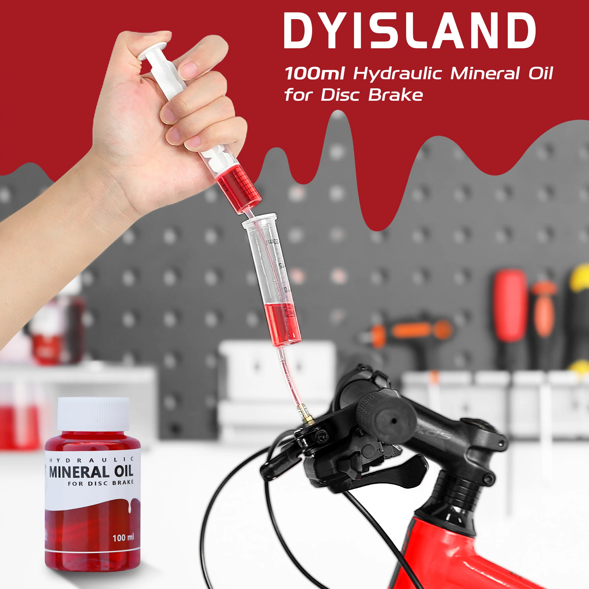 DYISLAND-Kit de purga de frenos para bicicleta, aceite Mineral y herramienta de funcionamiento para Dyisland Ebike, Scooter Eléctrico, freno hidráulico