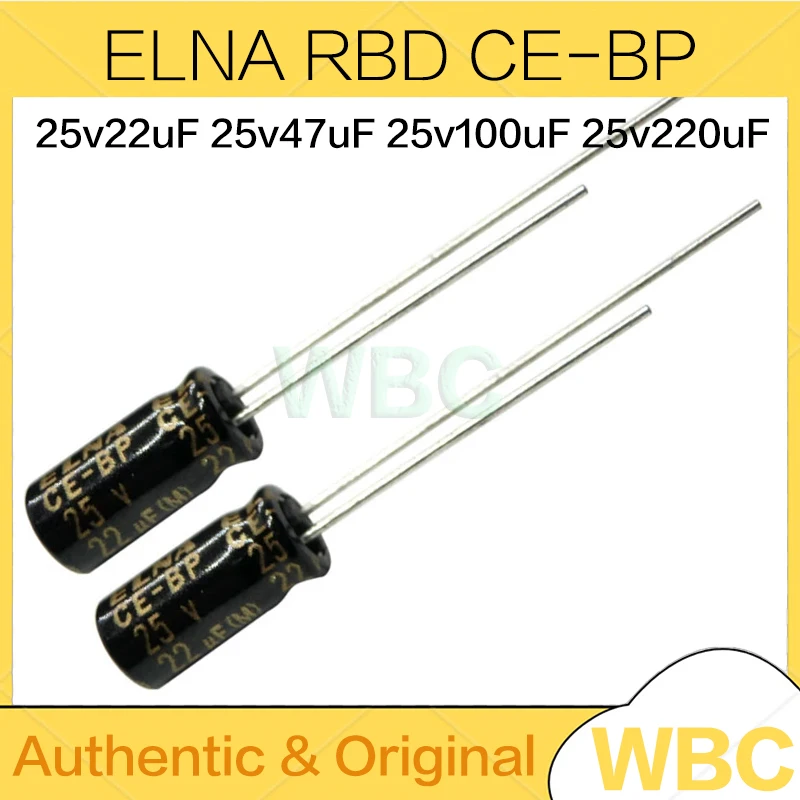10Pcs/50Pcs/200Pcs ELNA RBD CE-BP Series 25v22uF 25v47uF 25v100uF 25v220uF Non Polar Nonpolar Bipolar HiFi Audio Capacitor