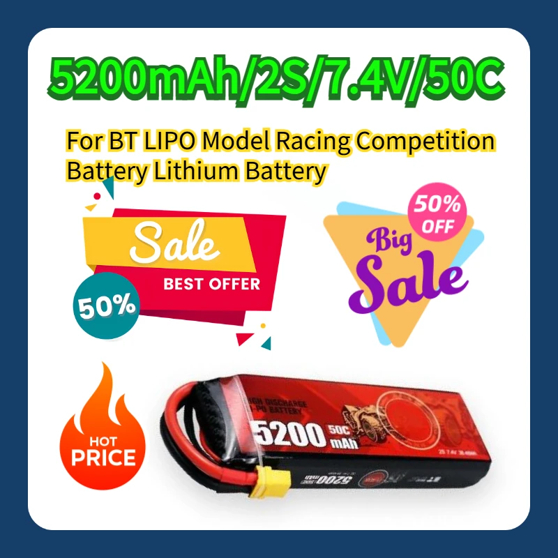 

For BT LIPO Model Racing Competition Battery 5200mAh/2S/7.4V/50C/Lithium Battery