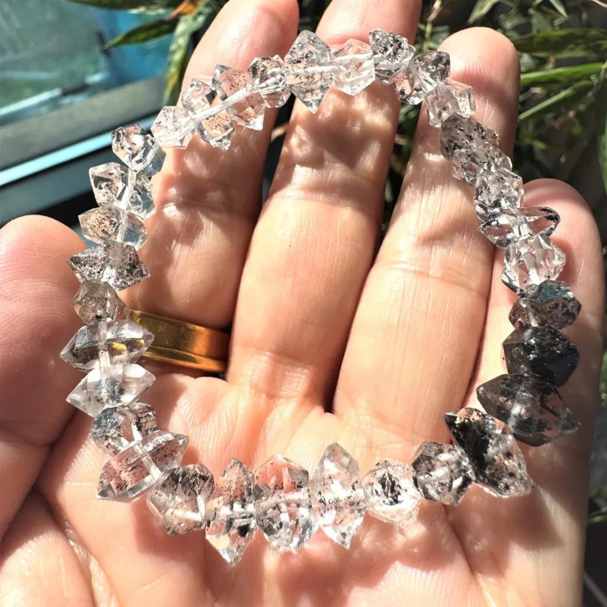 Black Graphite Gradient Herkimer Diamond Raw Beads Sparkly Crystal Loose Beads DIY Bracelet Accessories Bulk Wholesale