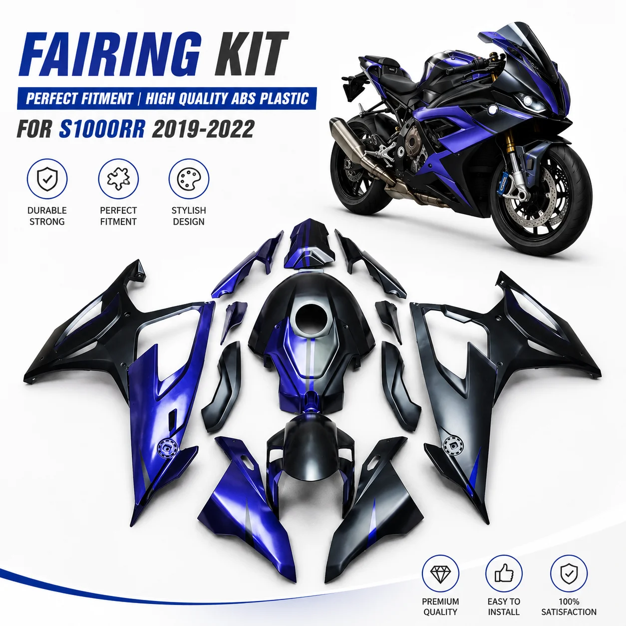 

For BMW S1000RR 2019-2022 Injection Molded ABS Plastic Fairing Kit K67 Complete Bodywork Sportbike Cowling Panels High Quality