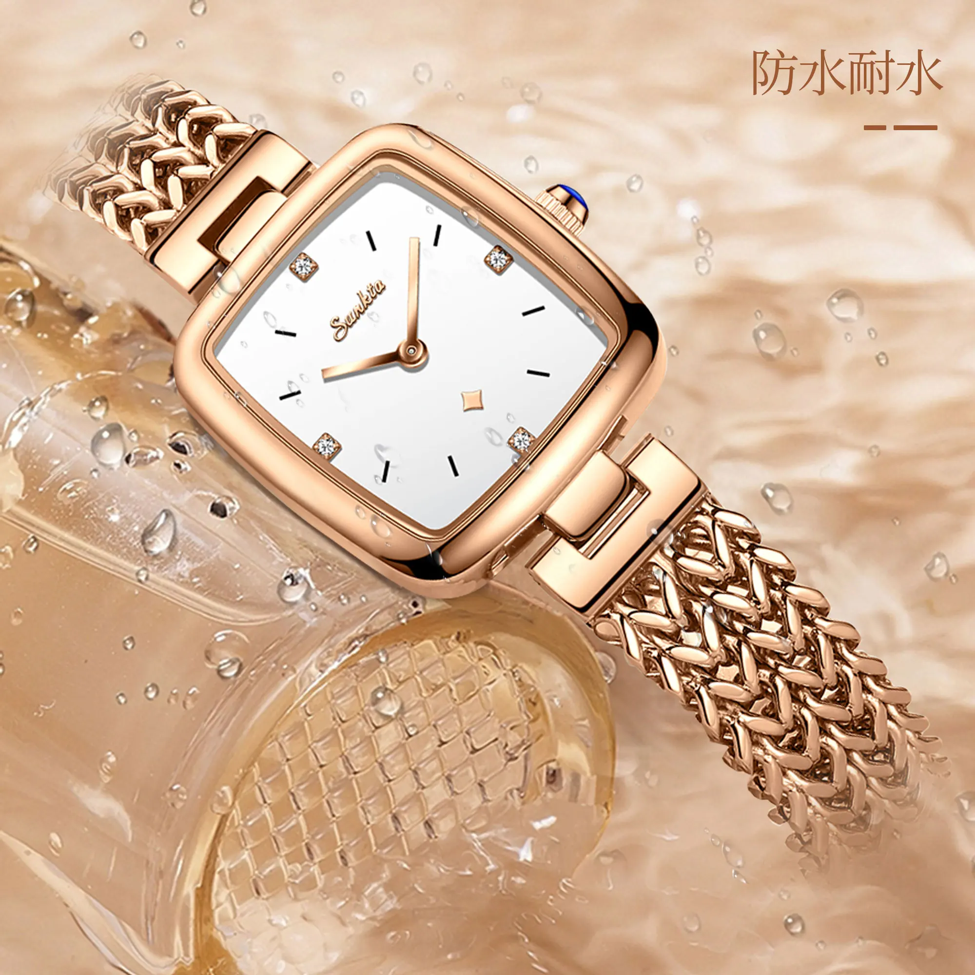 LIGE Brand Sunkta Fashion Elegant Quartz Women Watch Casual Diamond Stainless Ladies Wristwatch Small Dial Simple Waterproof+Box