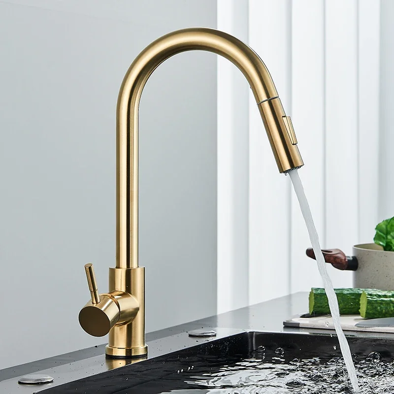 Brushed Gold Touch Sensor Kitchen Faucets Sensitive Smart  Control Faucet Mixer Tap     Taps