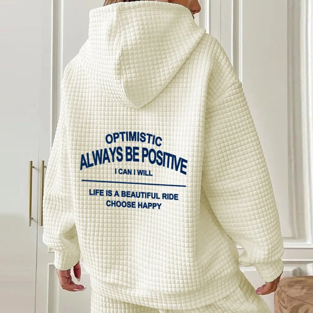 Pull ample à manches longues pour femme, haut gaufré avec lettres imprimées, à la mode, offre spéciale, automne et hiver