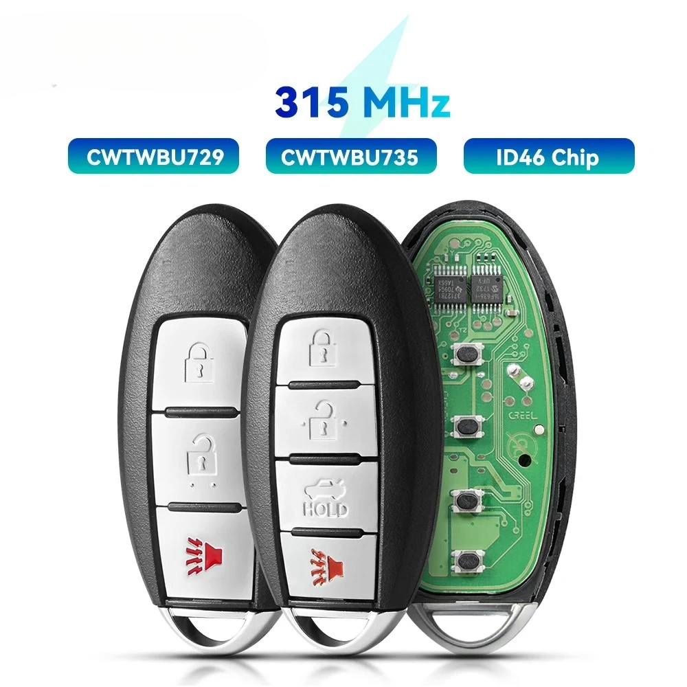 

KEYYOU с аккумулятором CWTWBU729 Дистанционный ключ для Nissan Tiida Teana Altima Maxima Armada Xtrail Rogue Versa ID46 315 МГц Smart Key