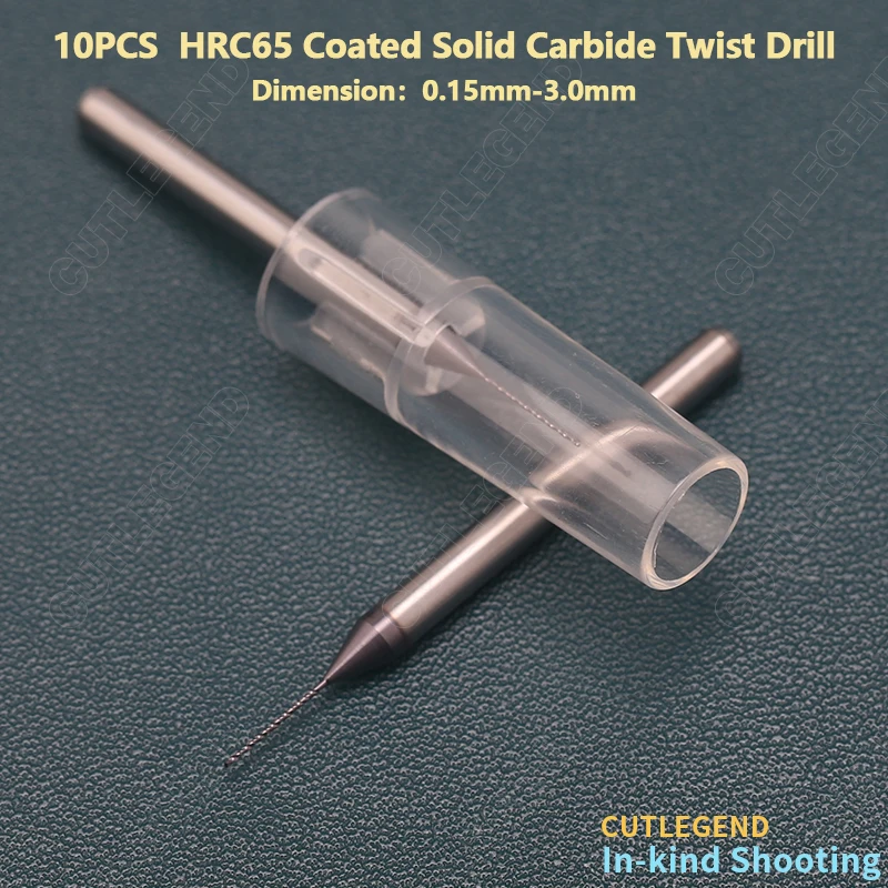 10PCS CUTLEGEND HRC65 TiCN Coated Solid Carbide Twist Drill Bit Dia. 0.3-2.99mm Shank Dia. 3mm Whole Tungsten Steel Micro Drill