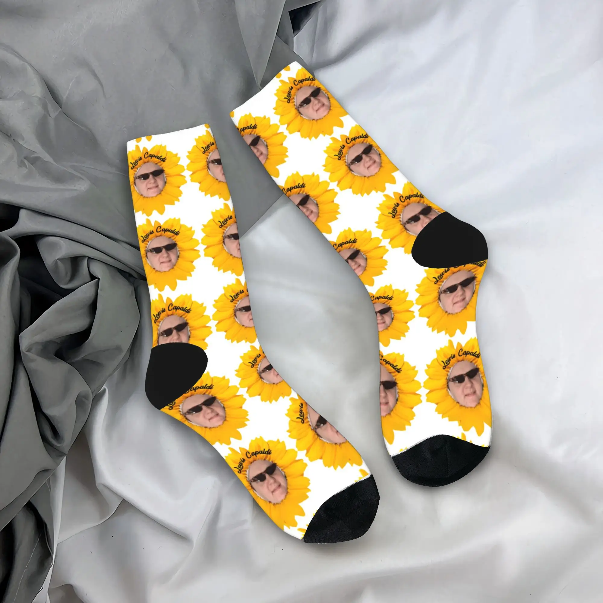 Cantor lewis c-capaldi meias de girassol primavera meias novidade mulheres homens meias de qualidade design escalada meias antiderrapantes