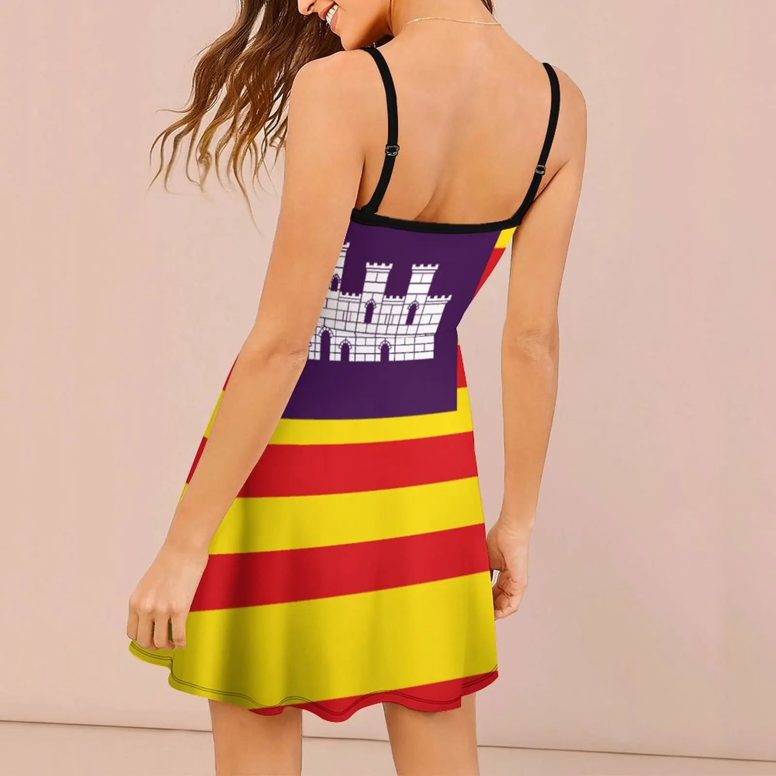 Sexy Flag of The Balearic Islands Women's Sling Dress Humor  Parties  Woman's Dress The Dress Casual Graphic