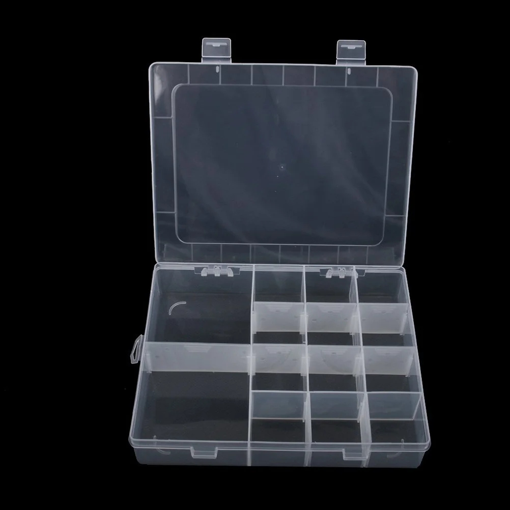 

14 Grid Jewelry Storage Organizer Box Transparent Clear Plastic Adjustable Case Removable Dividers for Mini Jewelry Earrings