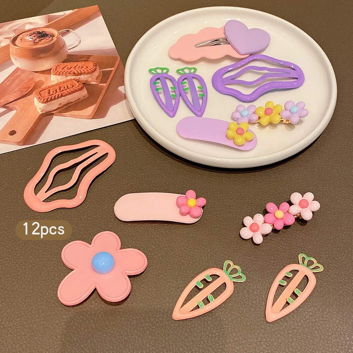12 sweet and colorful hair clips, Korean version BB clip, suitable for daily use as hair accessories image 4
