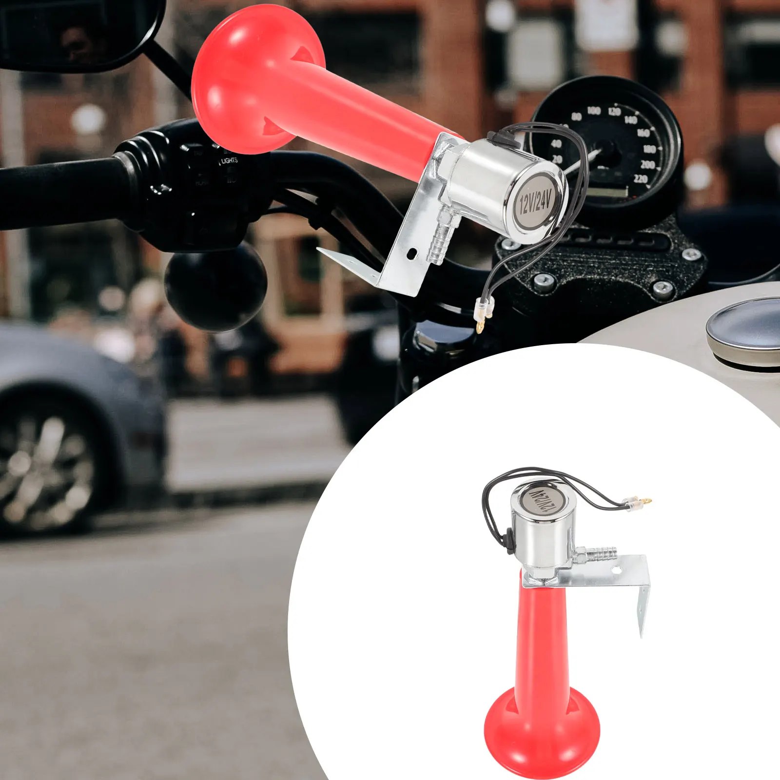 

Electric Horn Red for Bike Truck Clear Loud Sound Cycling Bells Adult Bikes Road Vehicles Easy Installation Classic Shape