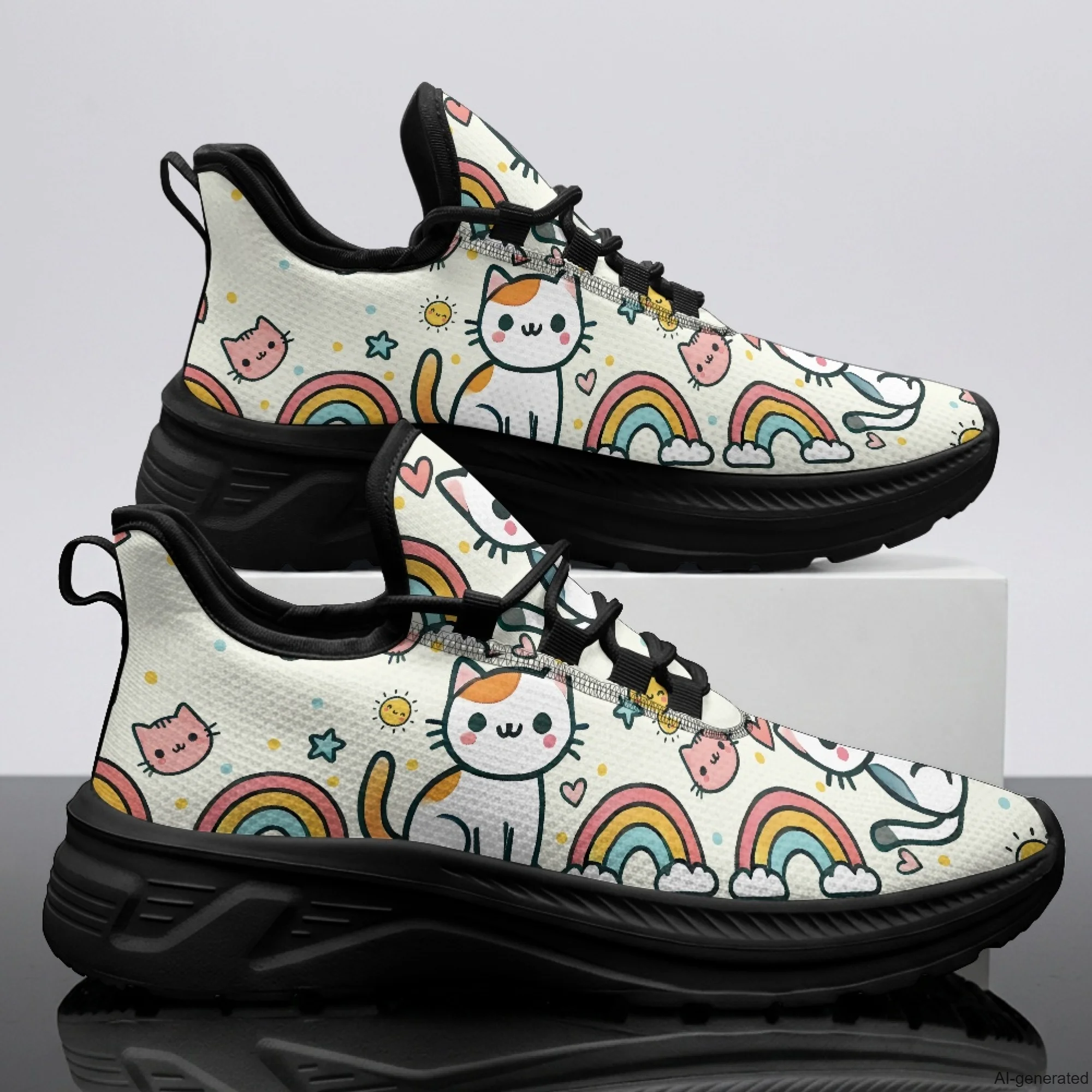 XIXIRIMIDO Womens Walking Shoes Nurse Shoes Nurse Sneakers Cat Print Tenis Masculino De Corrida Barefoot Shoes 35-48