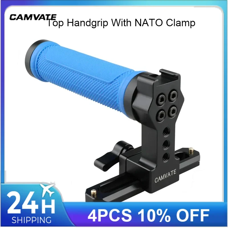 CAMVATE Top Handle(Rubber Grip) With NATO-Compatible Clamp for Blackmagic Pocket Cinema Camera