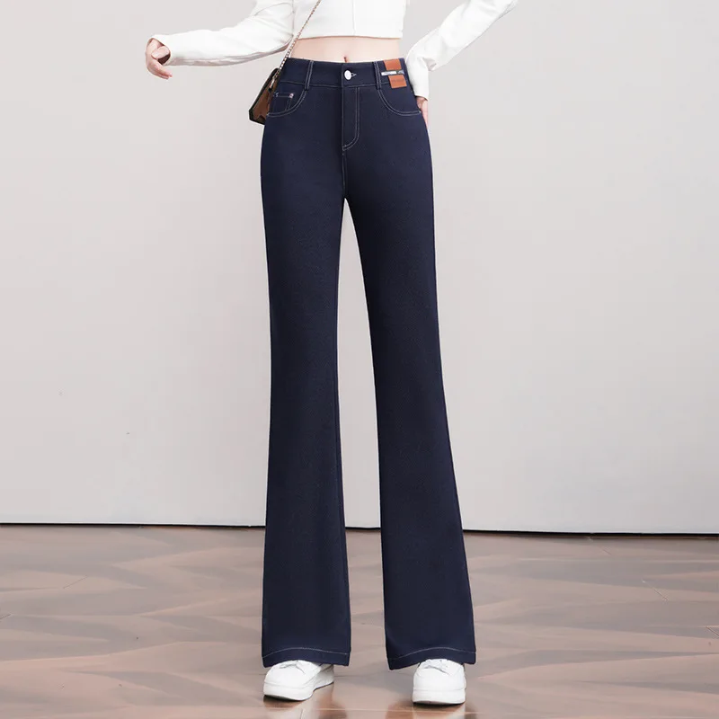 다용도 플레어 진 겨울 신상 하이웨이스트 슬림핏 두꺼운 따뜻한 플레어 팬츠